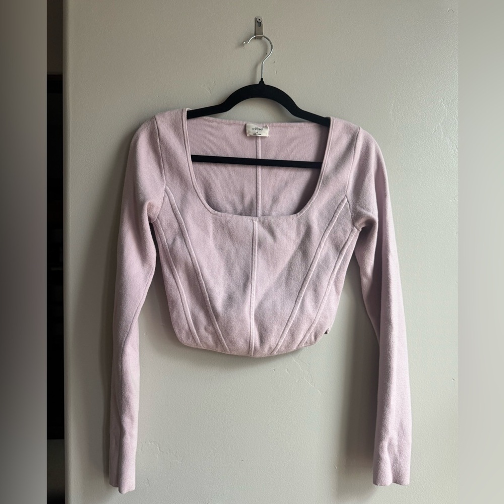 Wilfred Aritzia Natalie Sweater Balletcore Pink Corset Y2K Coquette Long Sleeve